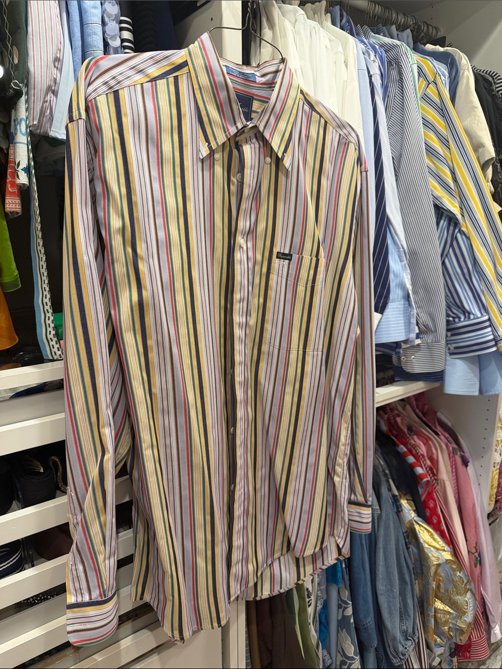 Faconnable Men's Multicolor Striped Button-Up Shirt